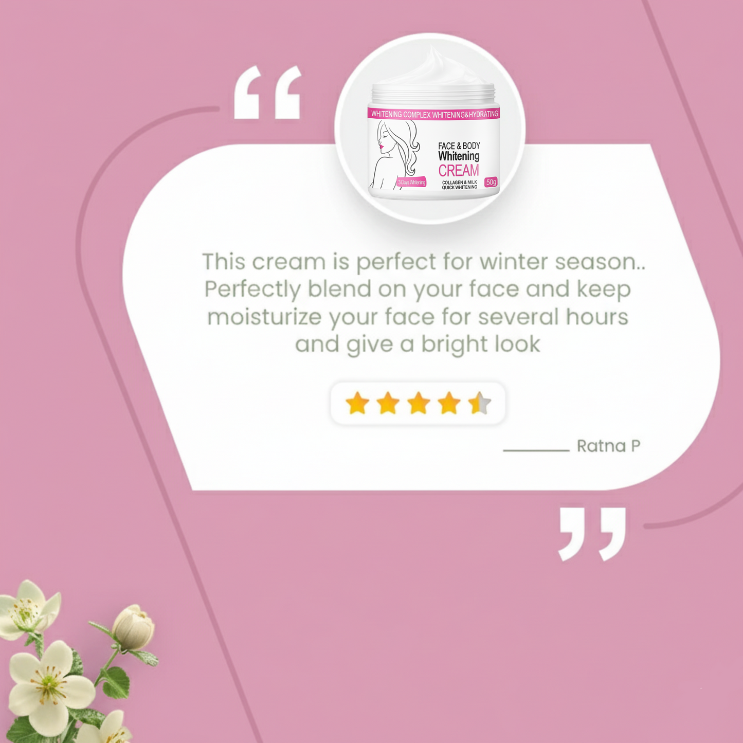 Skin Whitening Cream for Men & Women | Safe for All Skin Types | Instant Glow & Brightening | 50g Pack of 1