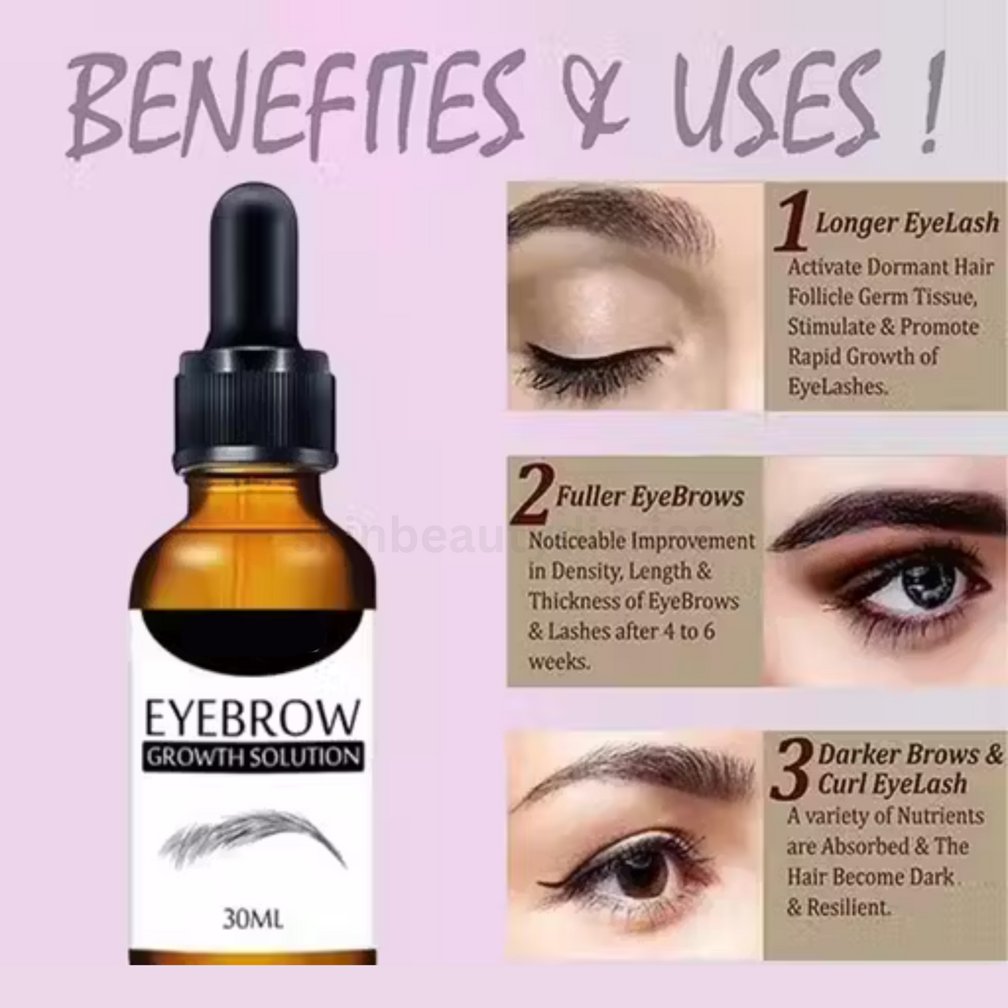 30ml Castor Oil Growth Essence – 7 Days Fast Hair, Eyebrow & Eyelash Growth with Natural Plant Extracts