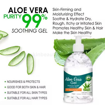 Aloe Vera Gel for Skin & Hair – Deep Moisturizing, Non-Sticky & Premium Formula (Pack of 2)