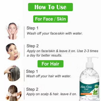 Aloe Vera Gel for Skin & Hair – Deep Moisturizing, Non-Sticky & Premium Formula (Pack of 2)