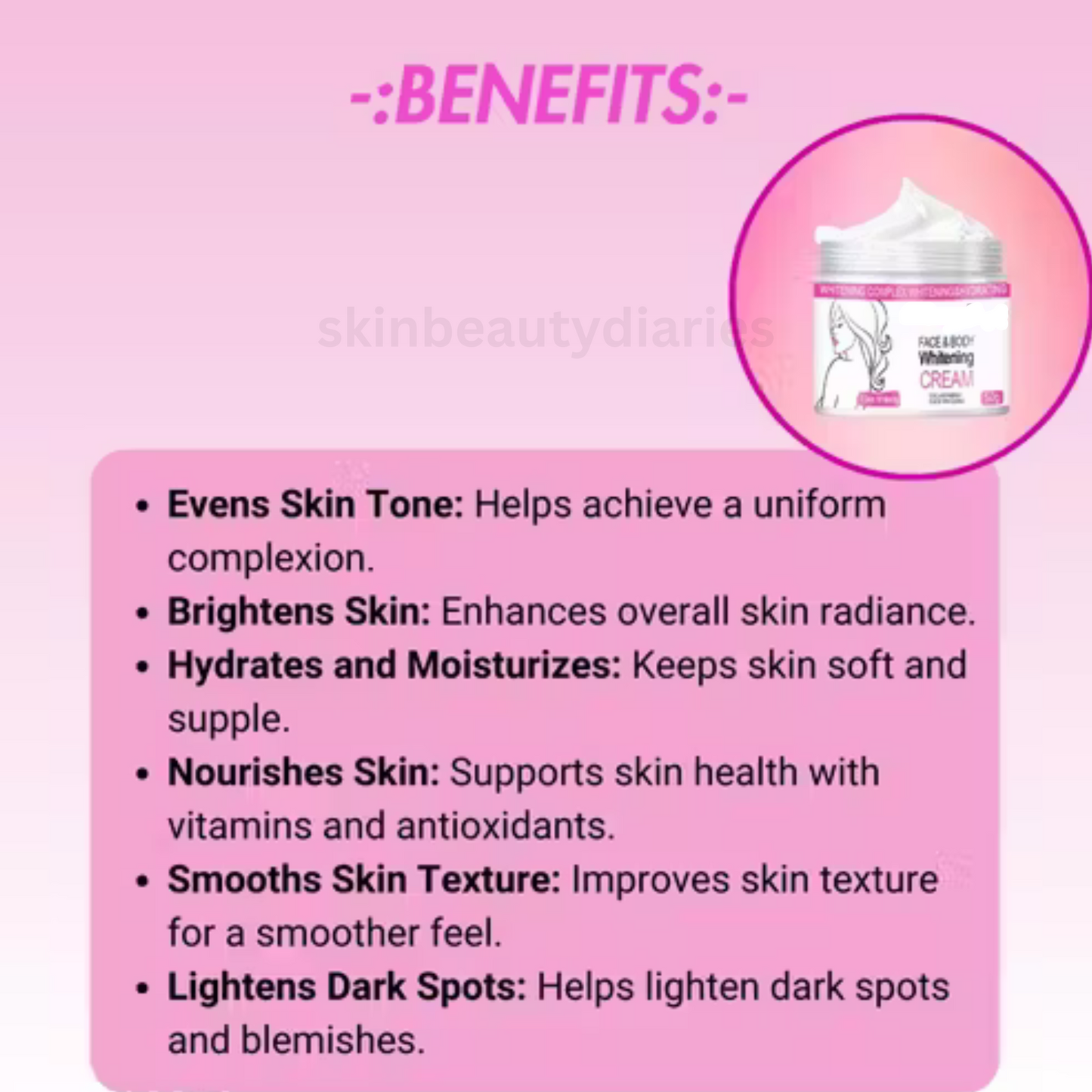 Whitening Cream for Tanning, Dark Spots, Intimate Areas, Elbows & Neck | Suitable for All Skin Types (Men & Women) - 50g (Pack of 1)