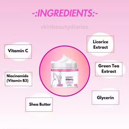 Whitening Cream for Tanning, Dark Spots, Intimate Areas, Elbows & Neck | Suitable for All Skin Types (Men & Women) - 50g (Pack of 1)
